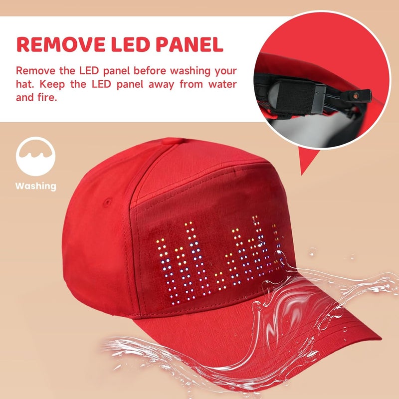 MasterAkoh Store LED Display Up Baseball Cap with Bluetooth - Personalized Messages for Parties, Birthdays, Gifts - Image 5